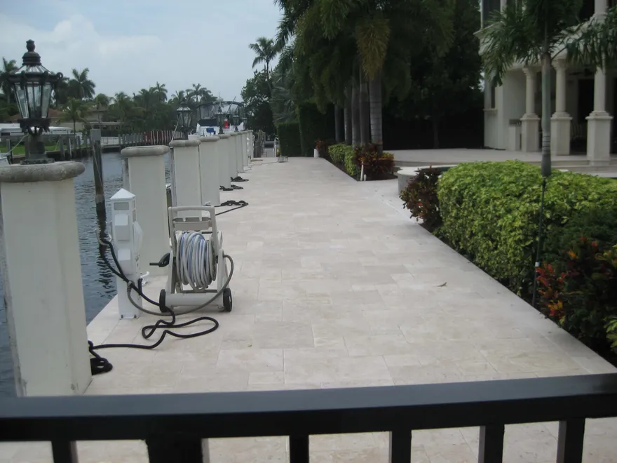 Residential dock and deck on a South Florida canal home